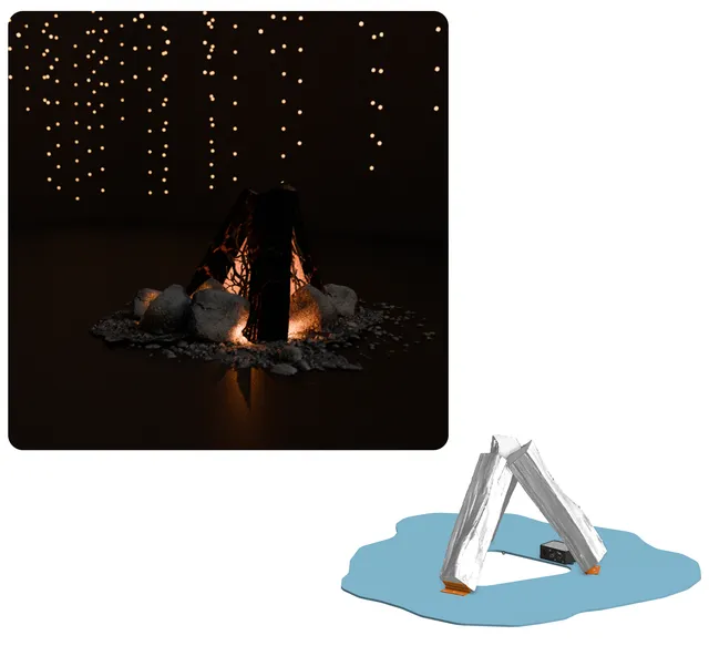 Illuminated campfire centerpiece